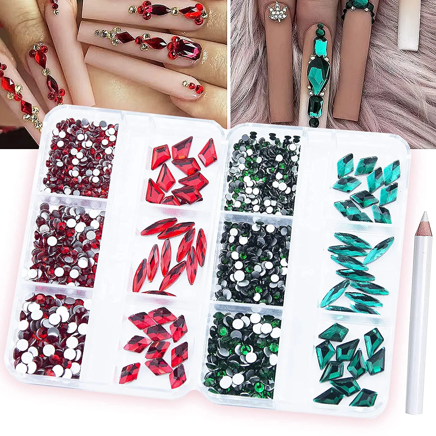 1560Pcs Pink and Light Blue Nail Crystals Rhinestones Flatback Glass Gems Multi Sizes Shapes Colorful Light Blue Pink Nail Rhinestones Crystals with Pen for Nail DIY Crafting Clothes Shoes Jewelry