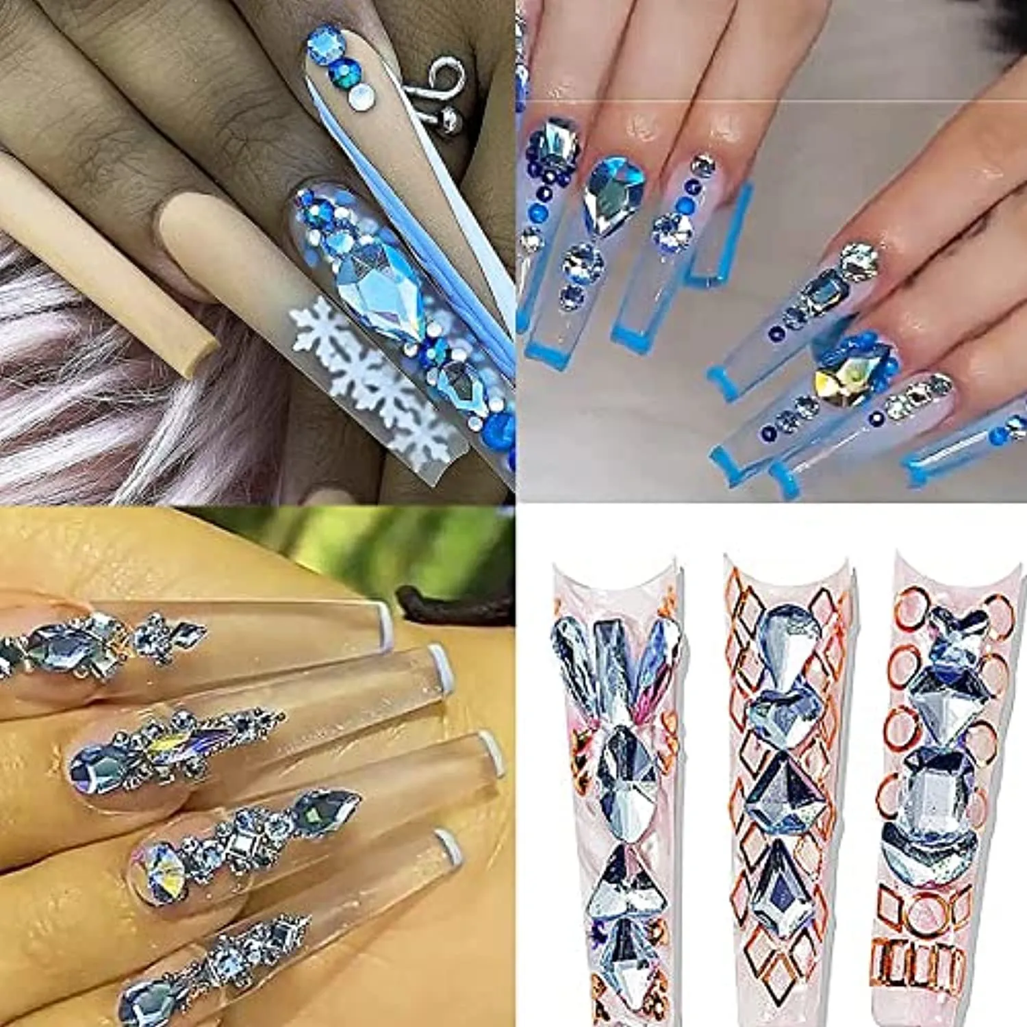 1560Pcs Pink and Light Blue Nail Crystals Rhinestones Flatback Glass Gems Multi Sizes Shapes Colorful Light Blue Pink Nail Rhinestones Crystals with Pen for Nail DIY Crafting Clothes Shoes Jewelry