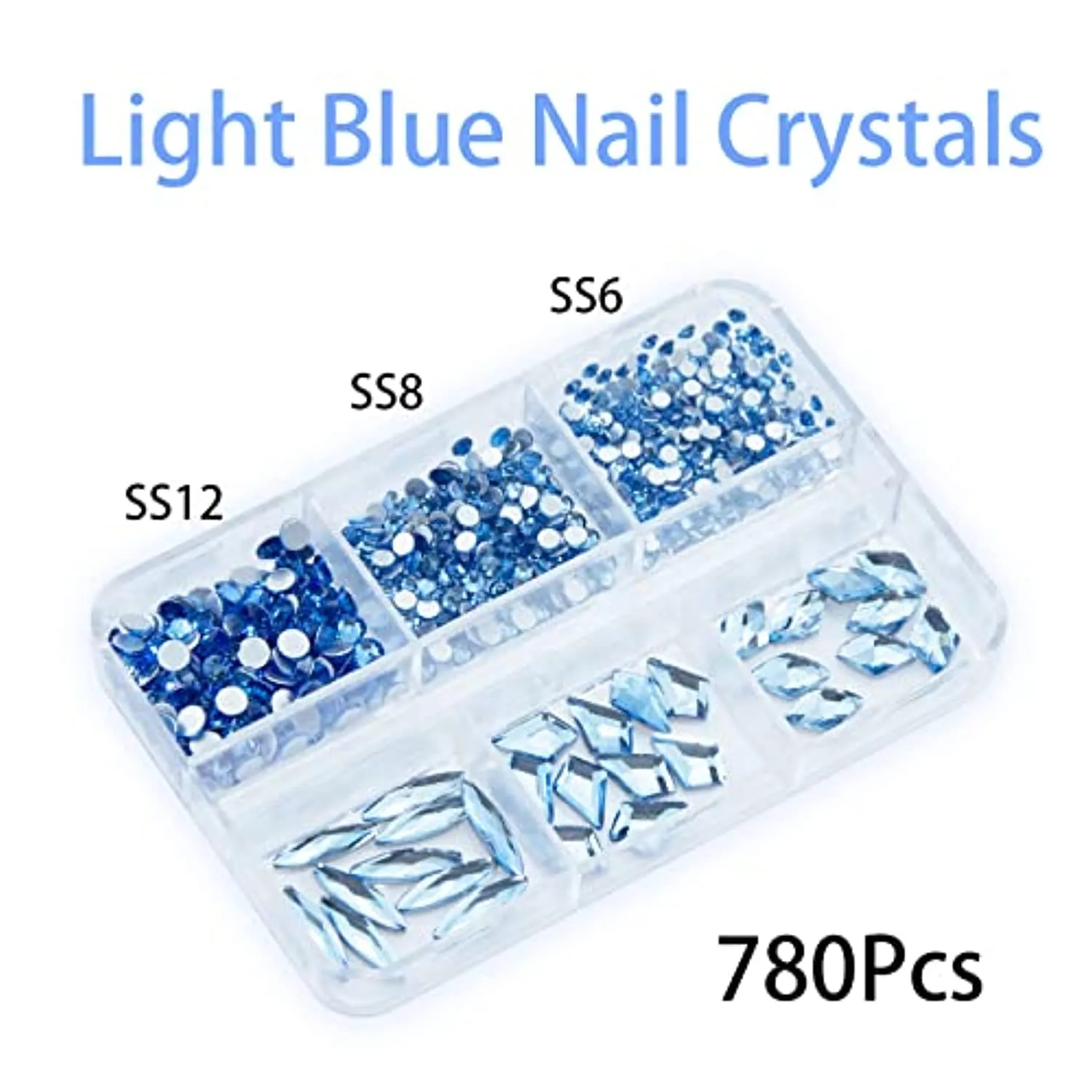 1560Pcs Pink and Light Blue Nail Crystals Rhinestones Flatback Glass Gems Multi Sizes Shapes Colorful Light Blue Pink Nail Rhinestones Crystals with Pen for Nail DIY Crafting Clothes Shoes Jewelry