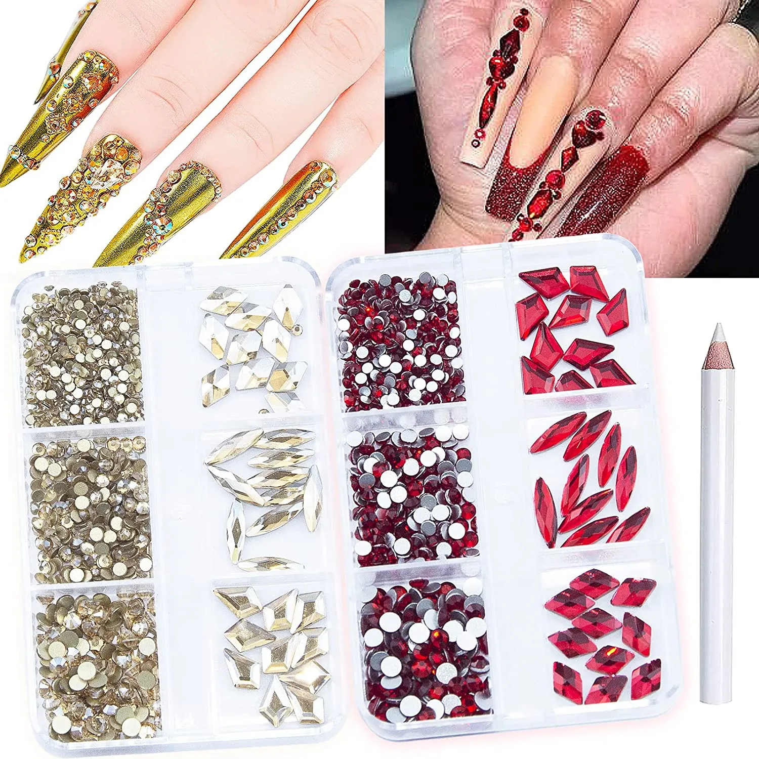 1560Pcs Pink and Light Blue Nail Crystals Rhinestones Flatback Glass Gems Multi Sizes Shapes Colorful Light Blue Pink Nail Rhinestones Crystals with Pen for Nail DIY Crafting Clothes Shoes Jewelry
