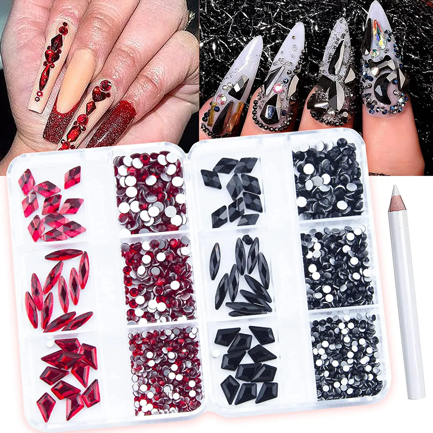 1560Pcs Pink and Light Blue Nail Crystals Rhinestones Flatback Glass Gems Multi Sizes Shapes Colorful Light Blue Pink Nail Rhinestones Crystals with Pen for Nail DIY Crafting Clothes Shoes Jewelry