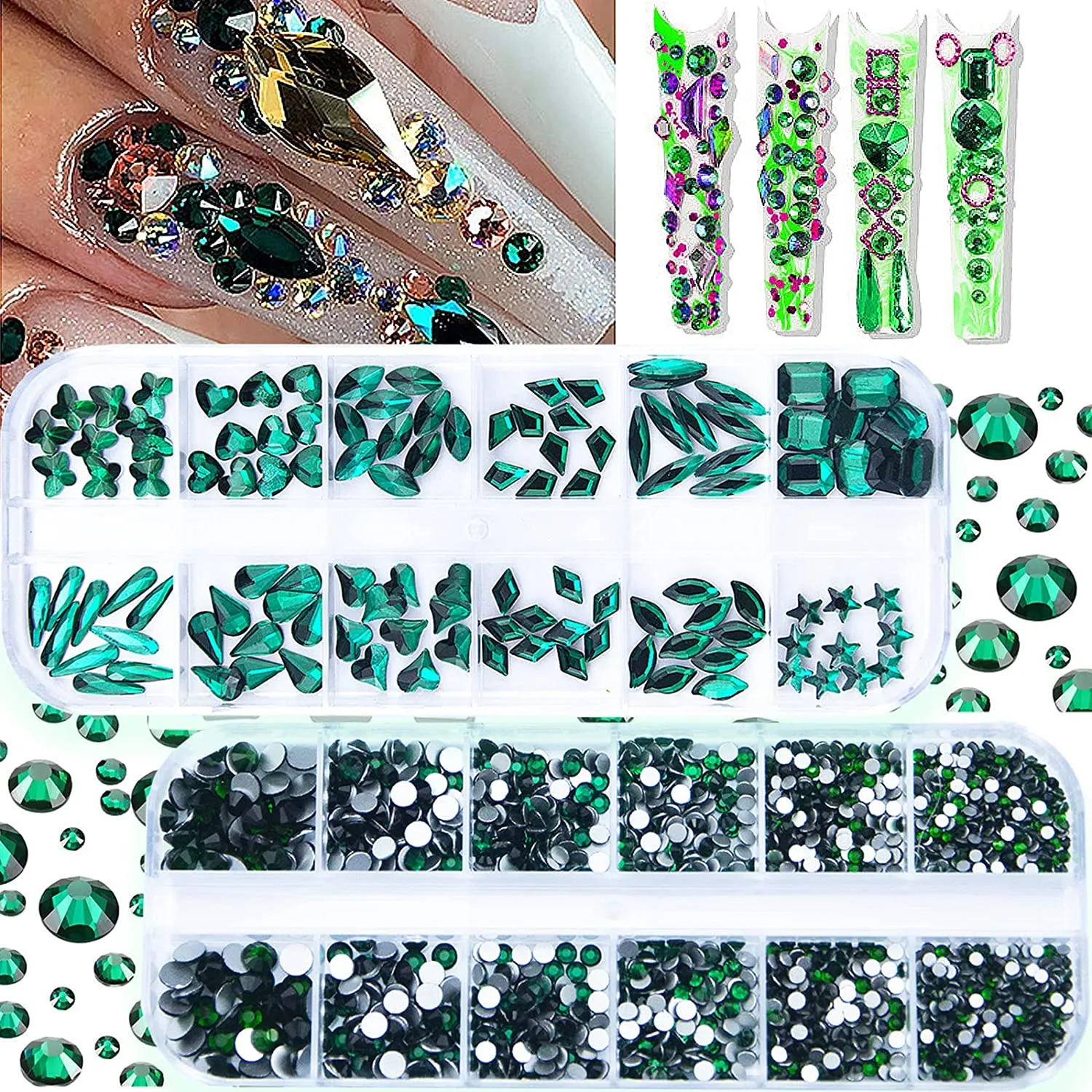 2120Pcs Red Crystal Nail Rhinestones Round Beads Flatback Glass Gems Stones Multi Shapes Sizes Rhinestones Nail Charms for Nail DIY Crafts Clothes Shoes Jewelry