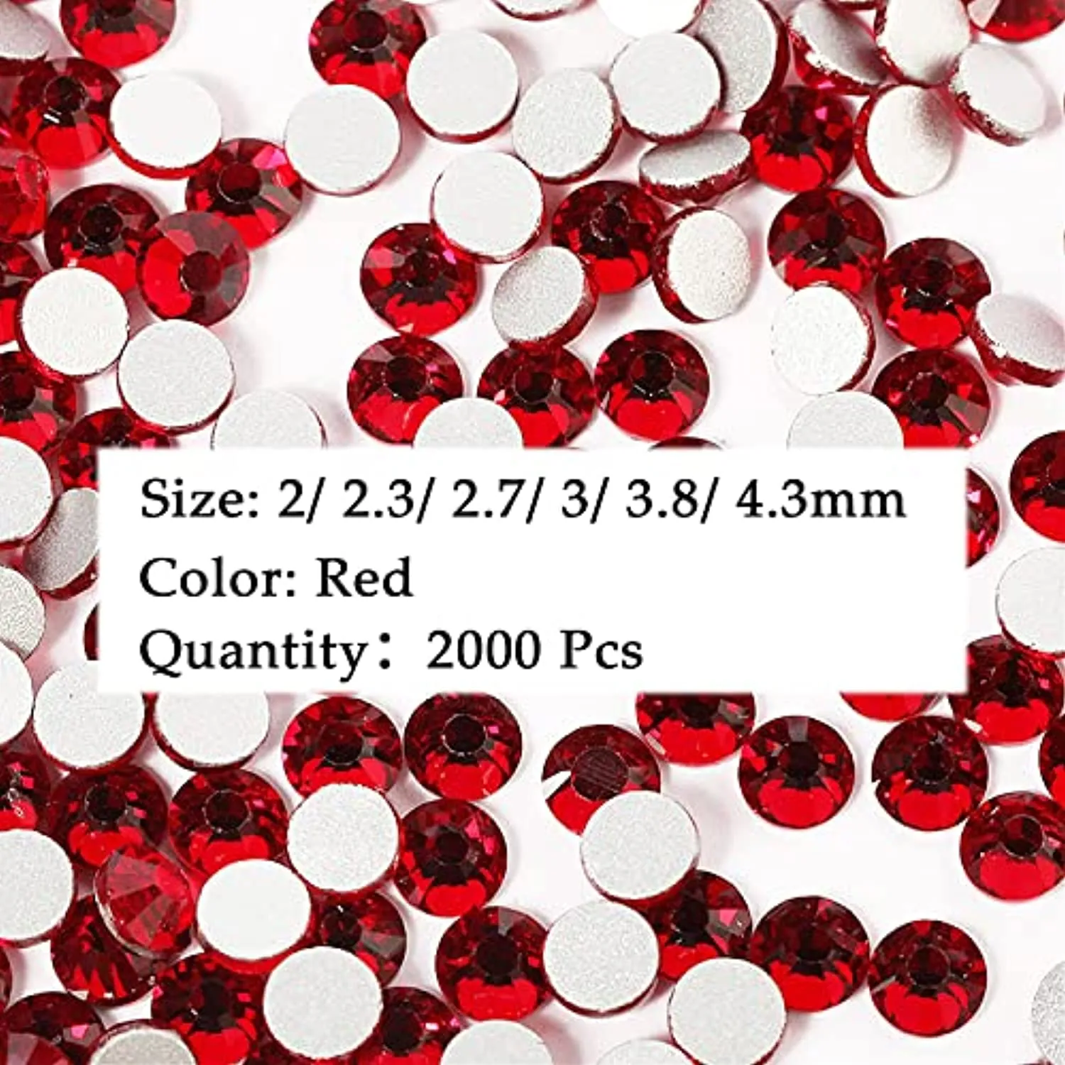 2120Pcs Red Crystal Nail Rhinestones Round Beads Flatback Glass Gems Stones Multi Shapes Sizes Rhinestones Nail Charms for Nail DIY Crafts Clothes Shoes Jewelry