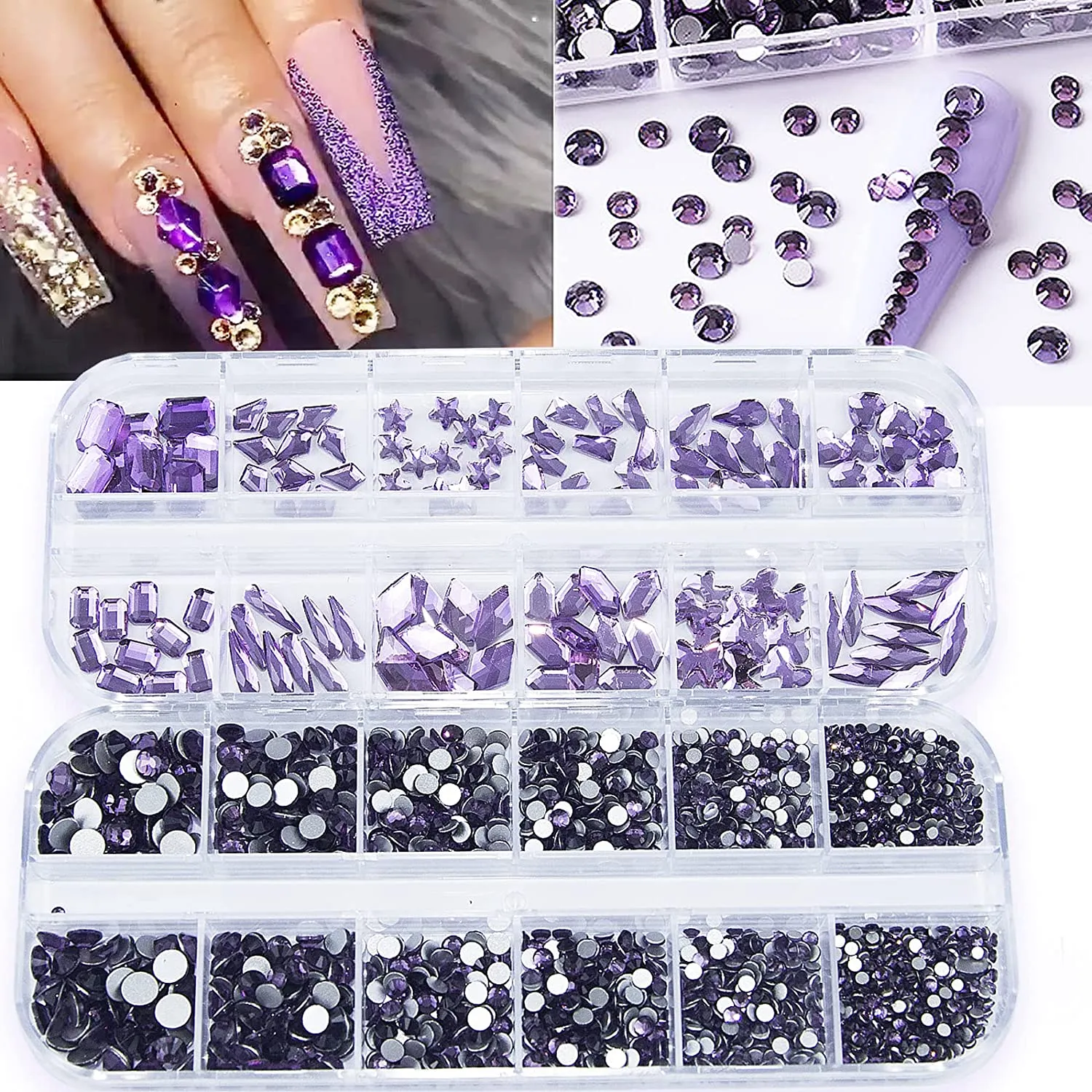 2120Pcs Red Crystal Nail Rhinestones Round Beads Flatback Glass Gems Stones Multi Shapes Sizes Rhinestones Nail Charms for Nail DIY Crafts Clothes Shoes Jewelry