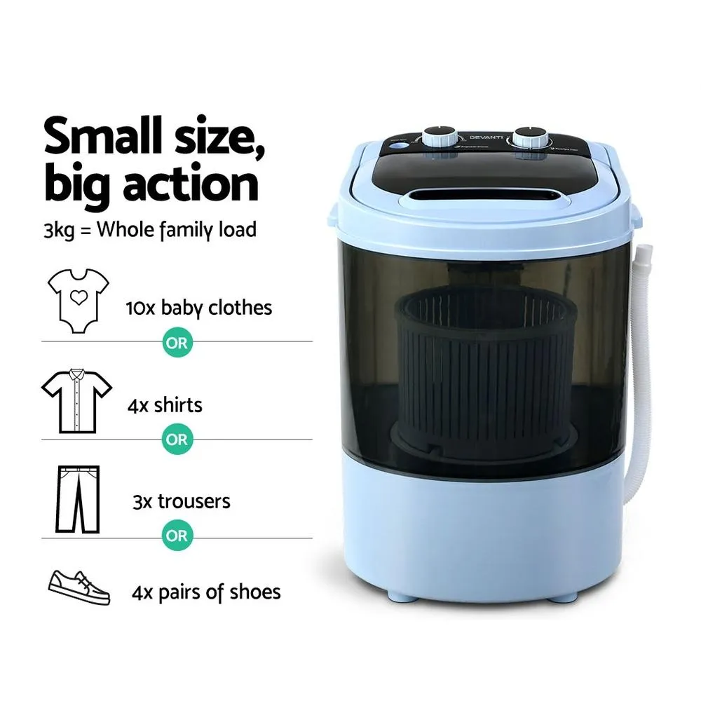 3Kg Mini Portable Washing Machine Top Load Spin