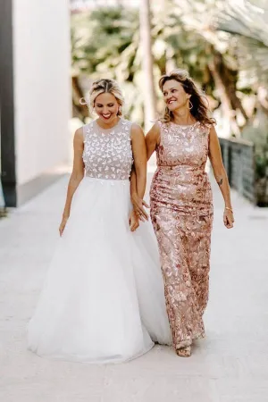 A-Line Crew Floor-Length Simple Wedding Dress with Appliques TN159