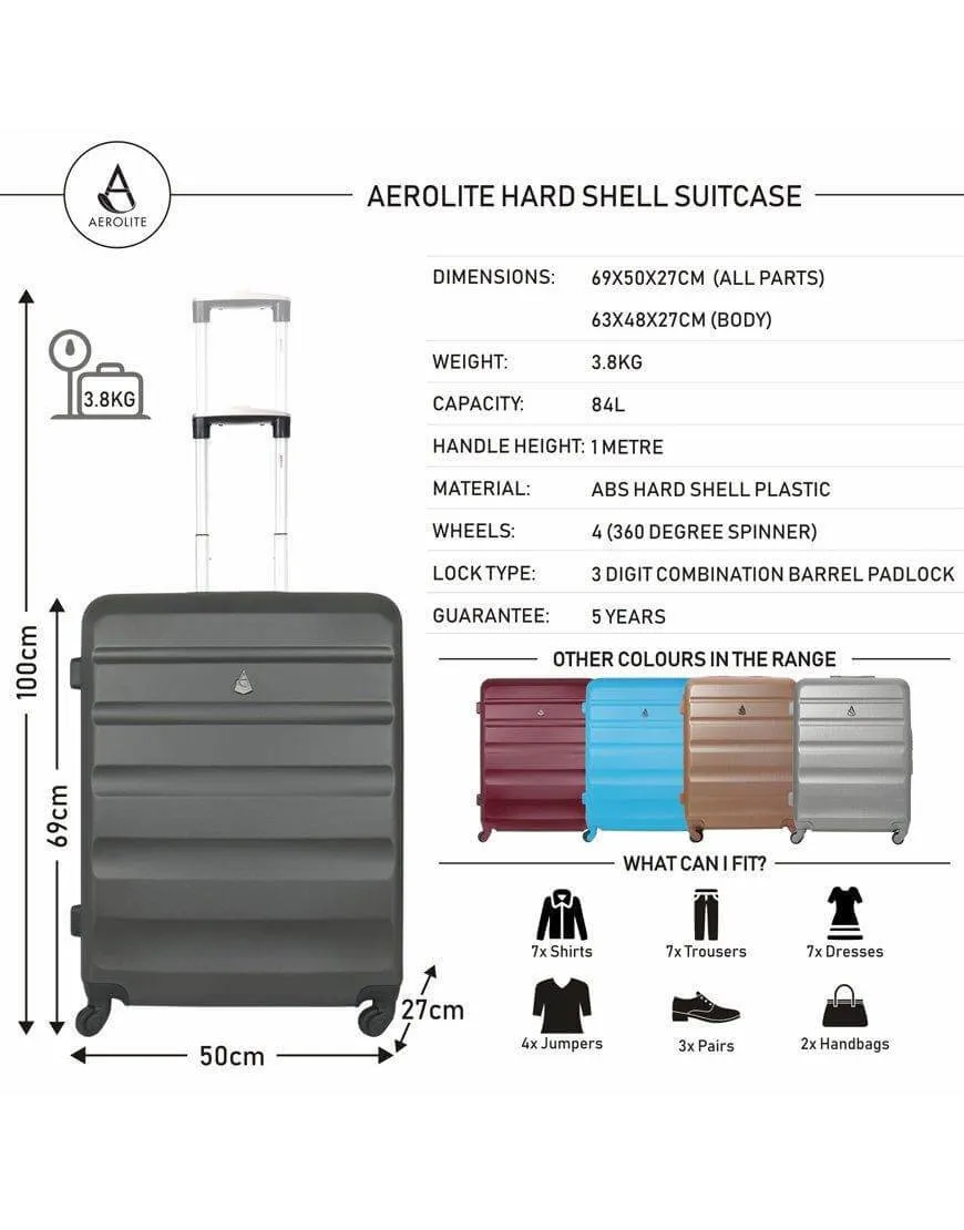 Aerolite Lightweight Hard Shell Suitcase Luggage Set (Cabin   Large)