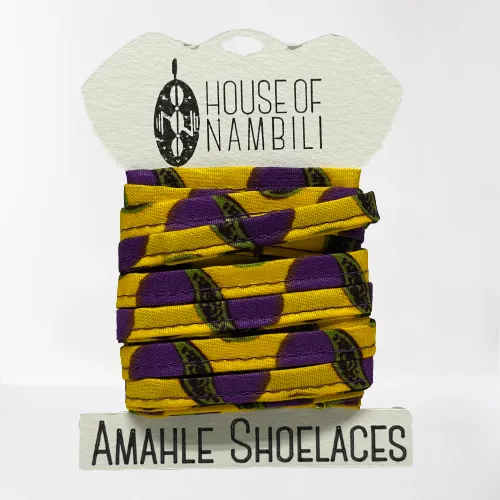 Amahle Wax Print Laces - Yellow/Purple/Green