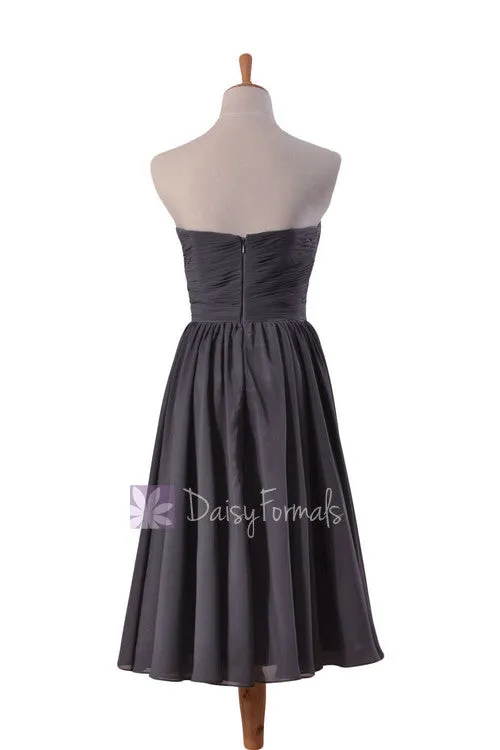 Attractive Short Length Slate Gray Bridesmaid Dress Sweetheart Chiffon Formal Dress(BM10824S)