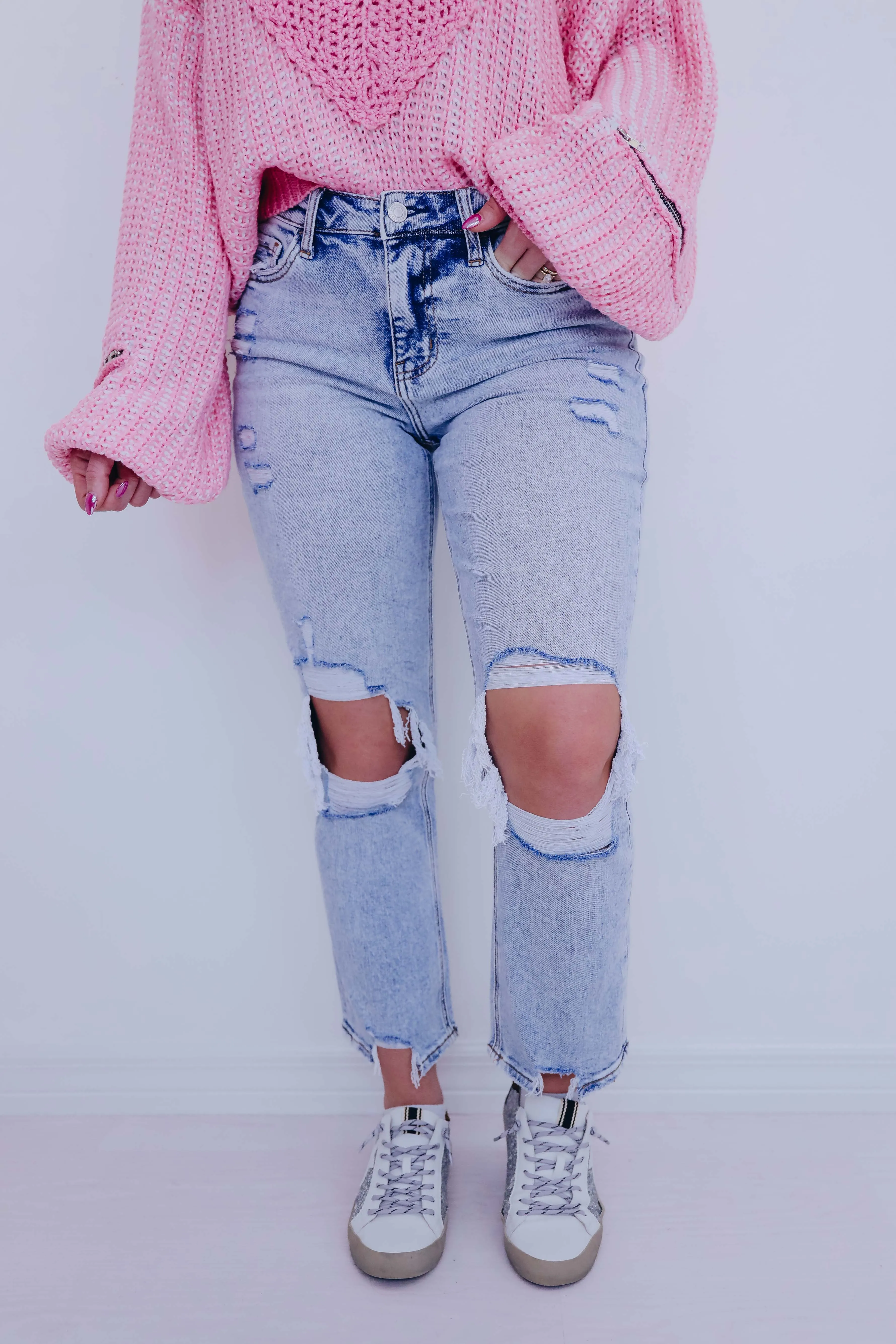 Autumn Acid Washed Distressed Jeans