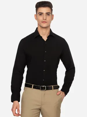 Black Solid Slim Fit Party Wear Shirt | JB Studio
