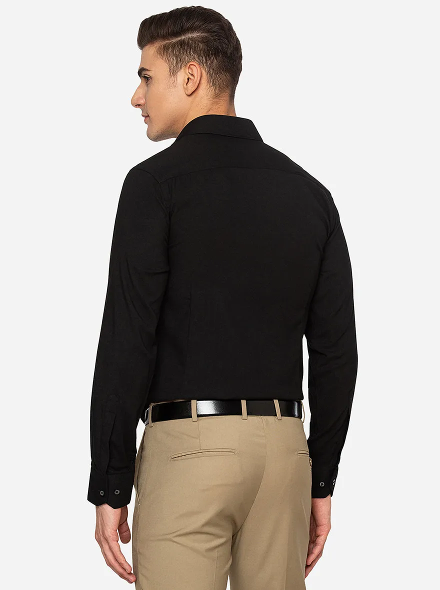 Black Solid Slim Fit Party Wear Shirt | JB Studio
