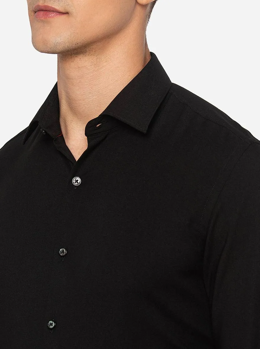 Black Solid Slim Fit Party Wear Shirt | JB Studio