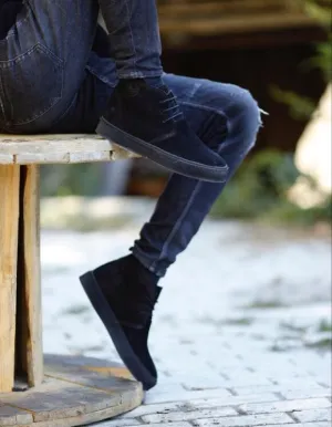 Black Suede Leather Ankle Boots