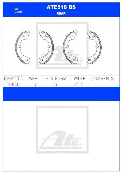 Brake Shoes KIA Rio, Shuma, Mazda Etude,Mitsubishi Tredia