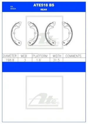 Brake Shoes KIA Rio, Shuma, Mazda Etude,Mitsubishi Tredia