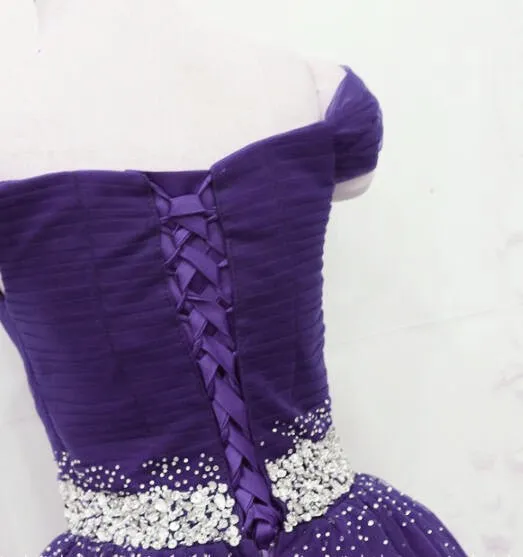 Charming Dark Purple Tulle Long Off the Shoulder Party Dress, Long Prom Dress