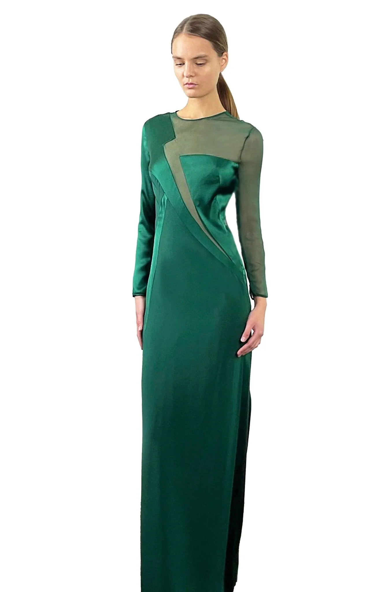 Dora | Emerald Opulence: Silk Satin Dress