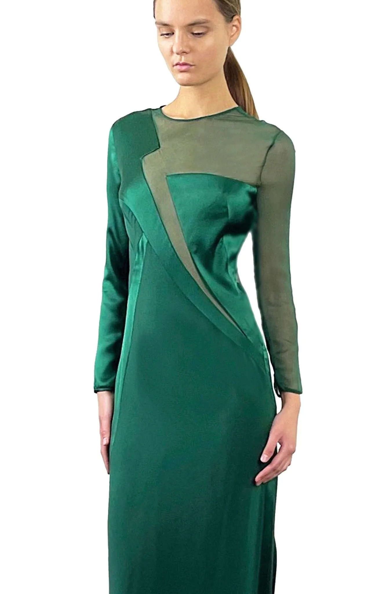 Dora | Emerald Opulence: Silk Satin Dress