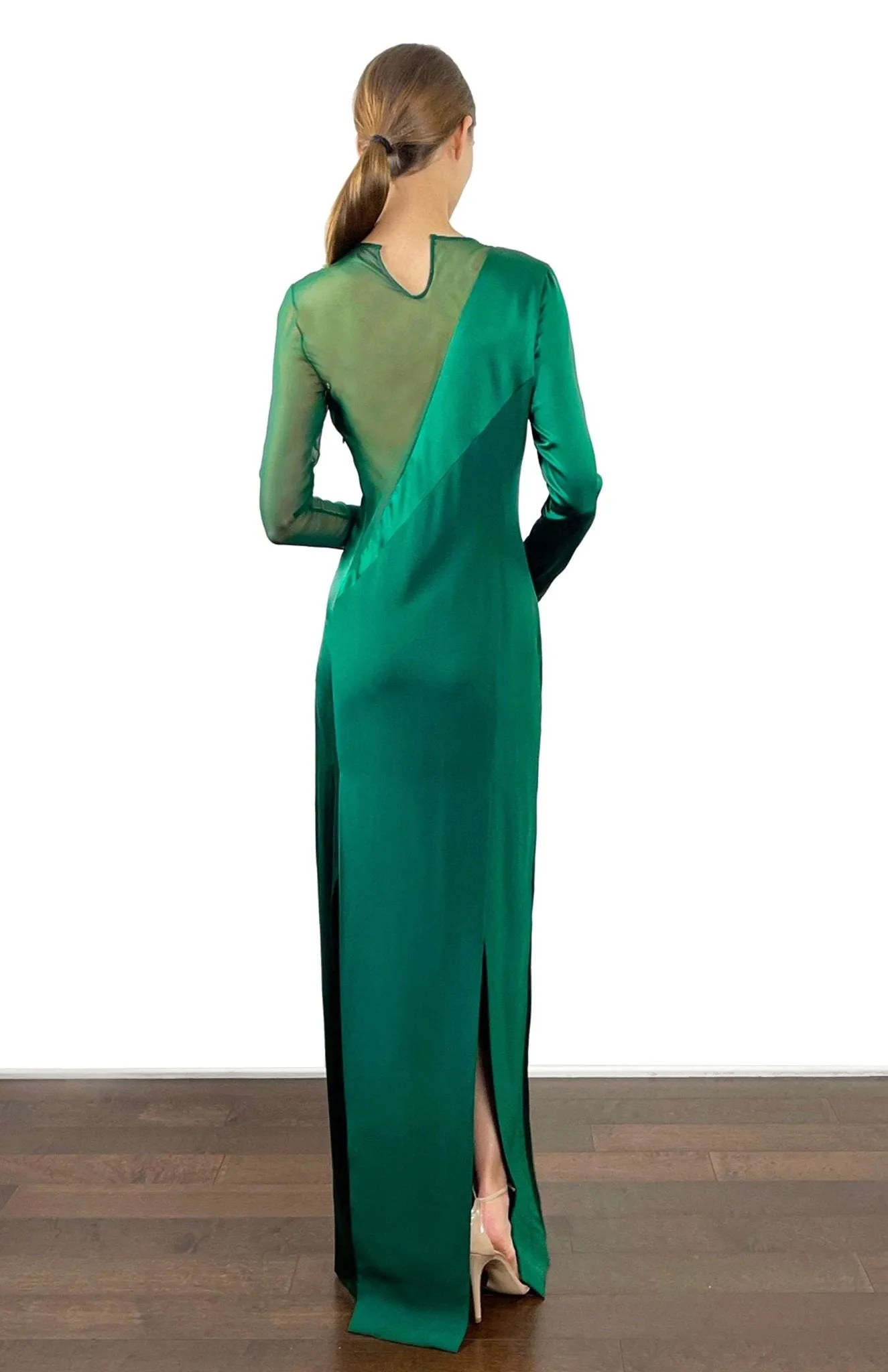 Dora | Emerald Opulence: Silk Satin Dress