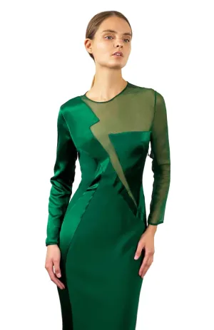 Dora | Emerald Opulence: Silk Satin Dress