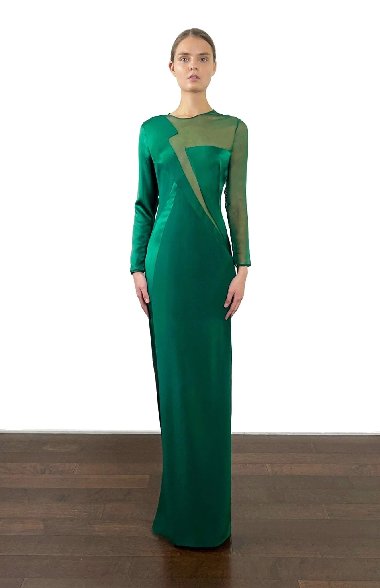 Dora | Emerald Opulence: Silk Satin Dress