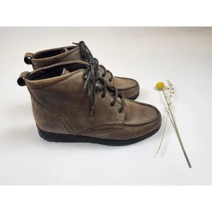 Ecco dark olive leather lace up ankle boots size 36
