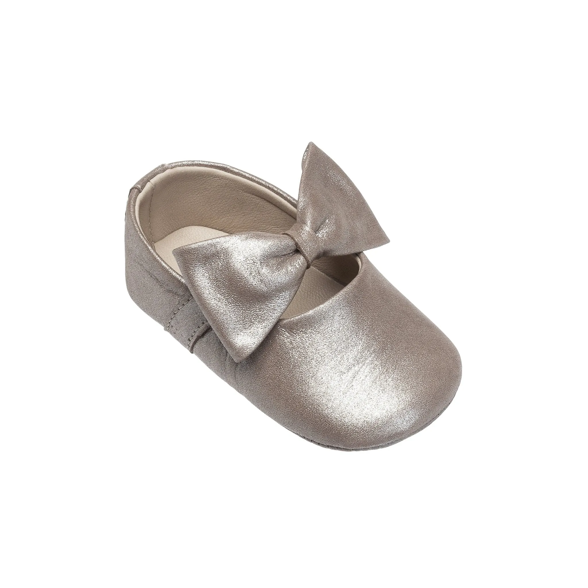 Elephantito Baby Ballerina w/ Bow - Blush Metallic Suede