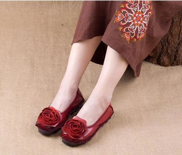 Fashion Big Flower Loafers Comfortable Women Shoes