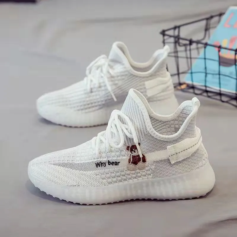 Female Bear Sneakers Student Summer Mesh Breathable Mesh Shoes Korean Version of Casual White Shoes