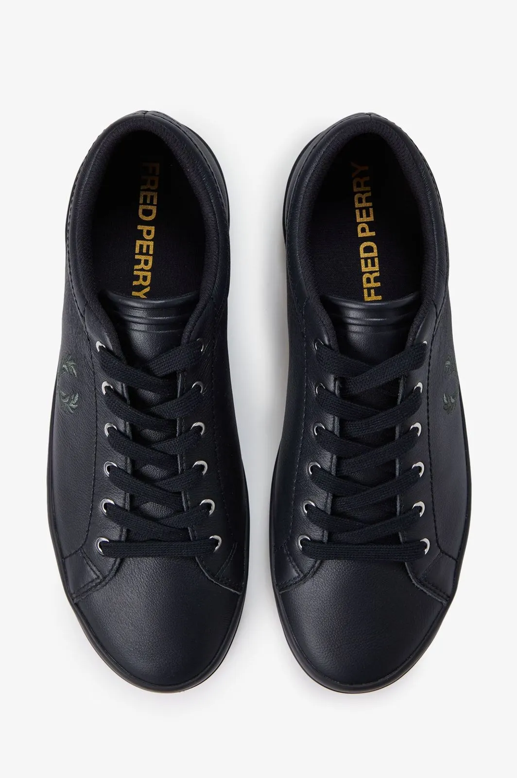 Fred Perry Baseline Leather Trainers-Black (Mirror)