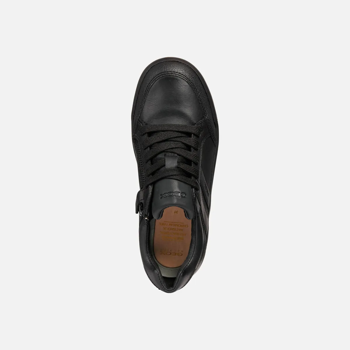 Geox Arzach - Black School Shoe with Sidezip and Laces