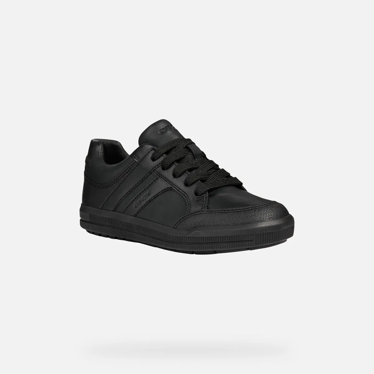 Geox Arzach - Black School Shoe with Sidezip and Laces