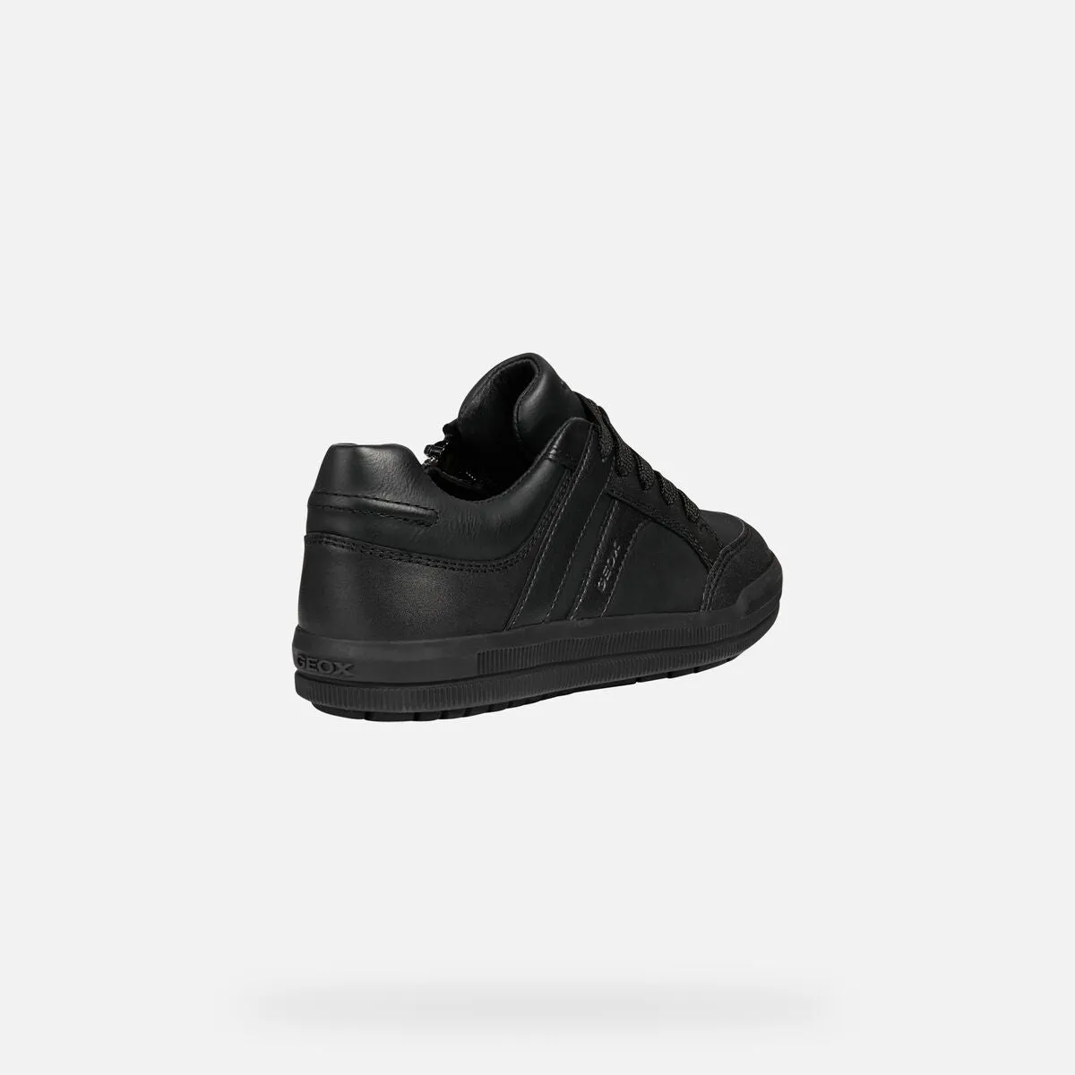 Geox Arzach - Black School Shoe with Sidezip and Laces