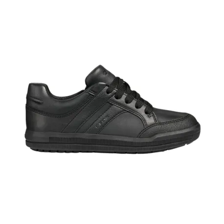 Geox Arzach - Black School Shoe with Sidezip and Laces