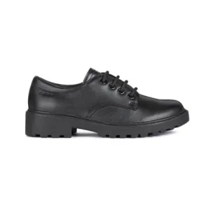 Geox Casey - Black Leather Lace up School Shoe