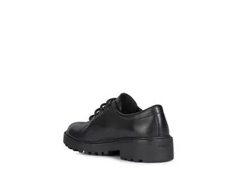 Geox Casey - Black Leather Lace up School Shoe