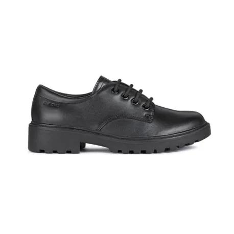 Geox Casey - Black Leather Lace up School Shoe