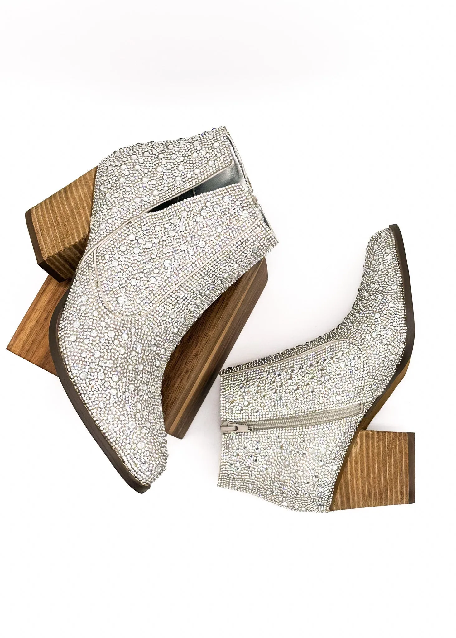 Hazel Blues® |  Shine Star Rhinestone Bootie in Silver