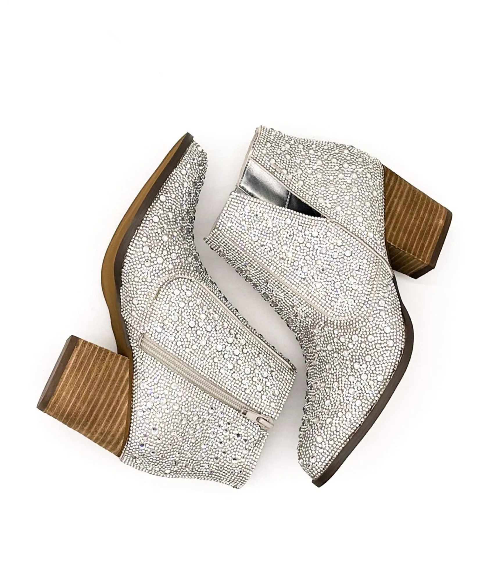 Hazel Blues® |  Shine Star Rhinestone Bootie in Silver