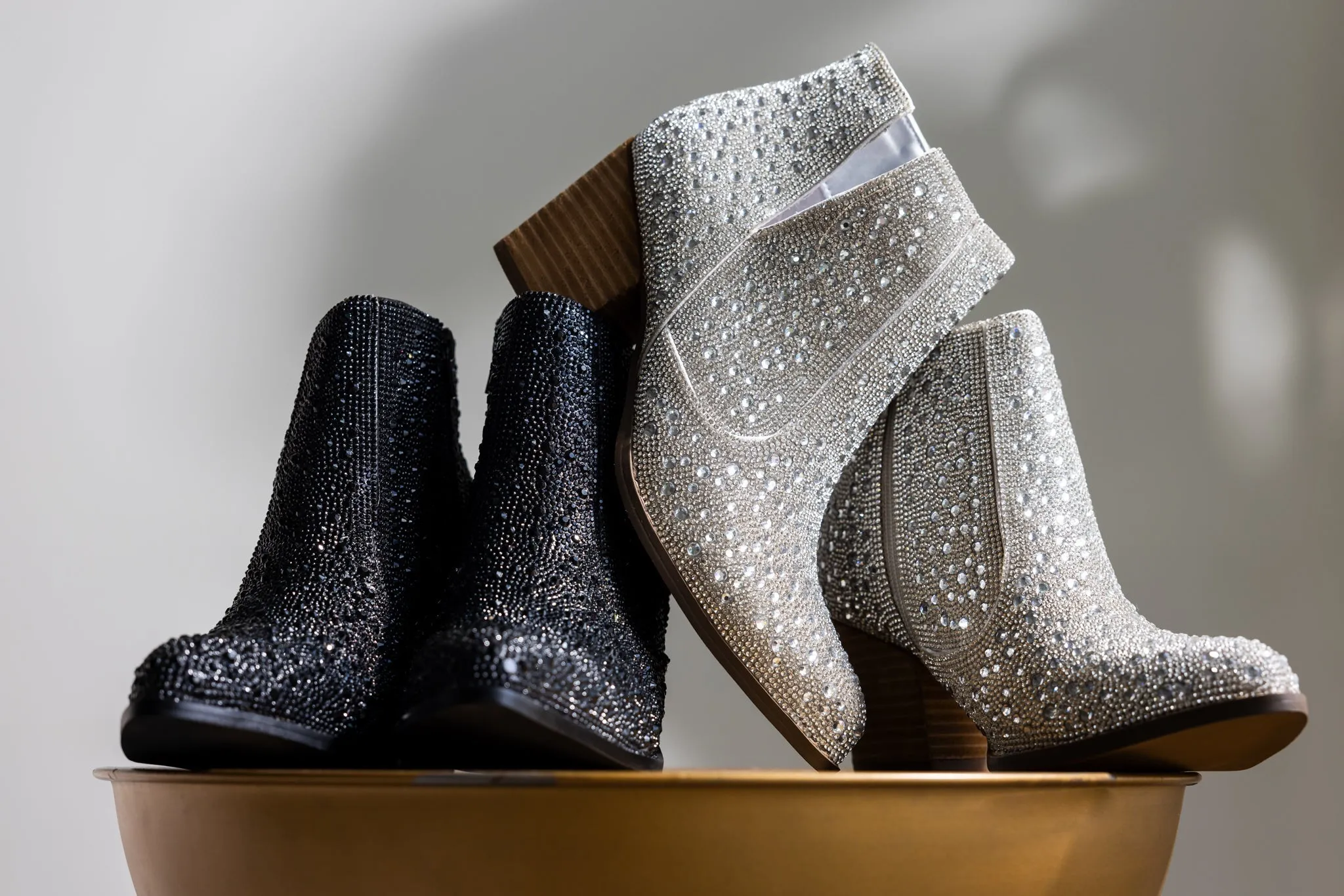 Hazel Blues® |  Shine Star Rhinestone Bootie in Silver