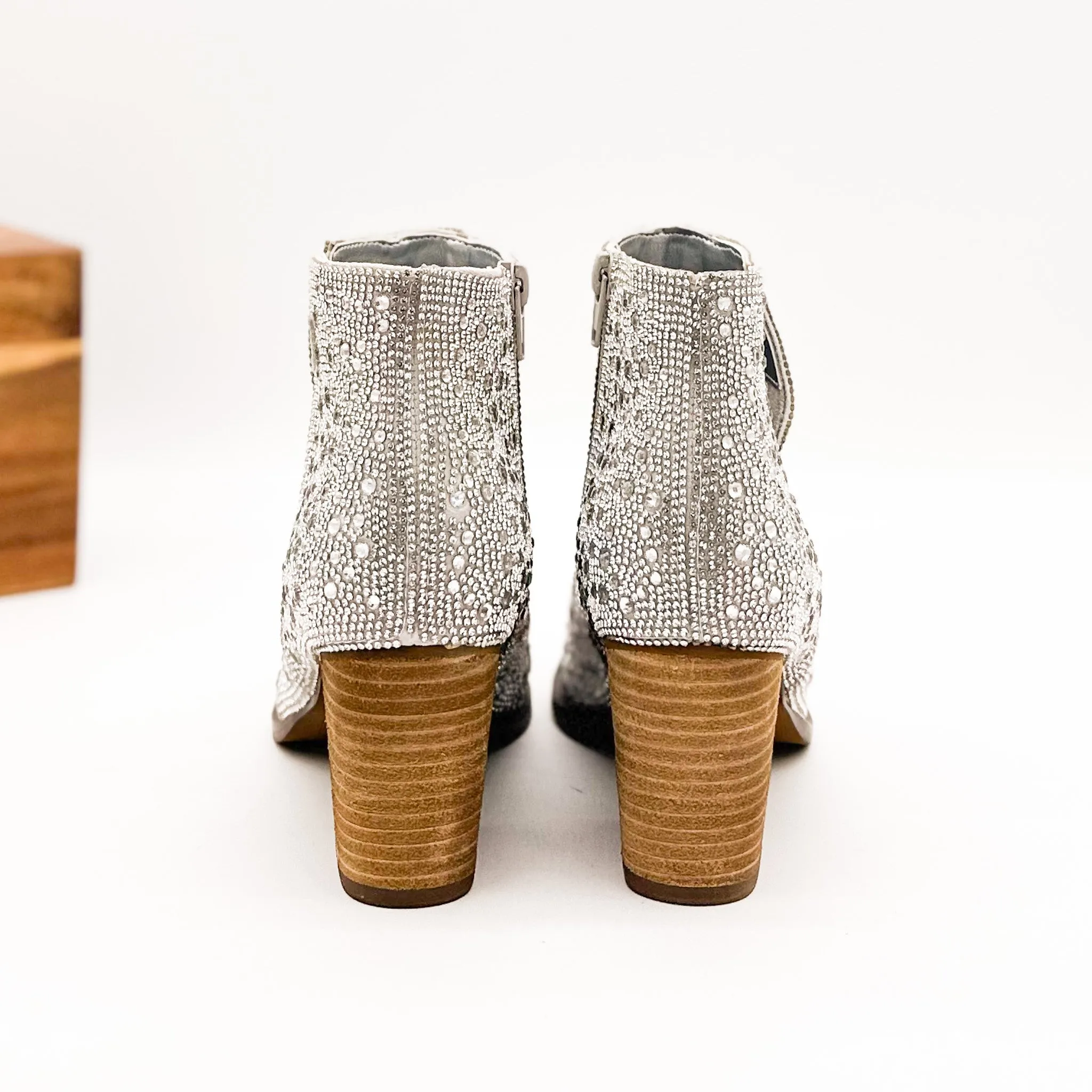 Hazel Blues® |  Shine Star Rhinestone Bootie in Silver
