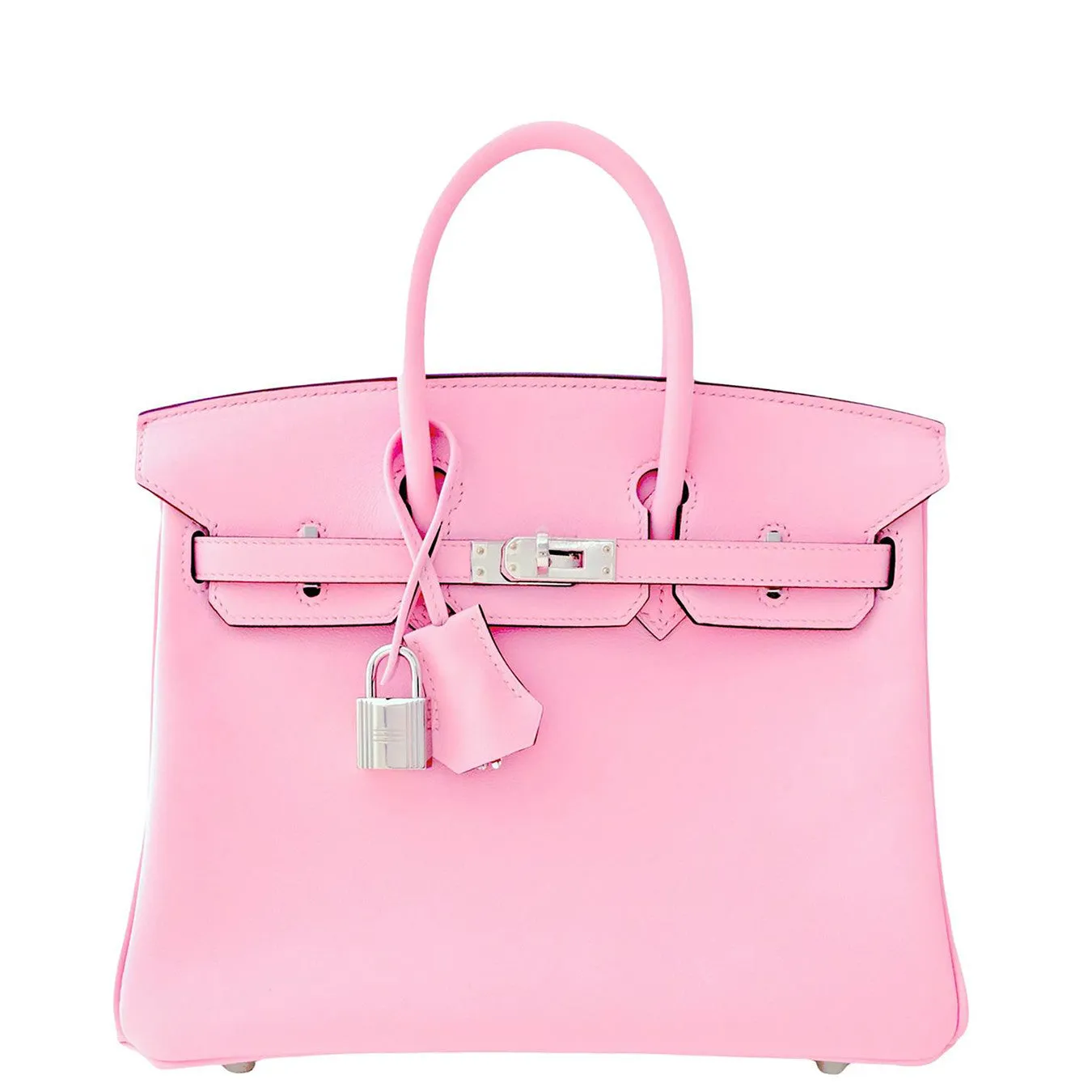 Hermes Rose Sakura Pink 25cm Swift Leather Birkin Satchel Bag Jewel