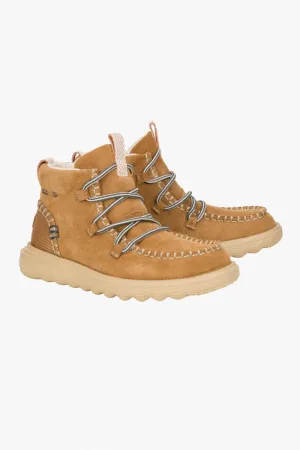 HEYDUDE Women’s Reyes Lace Up Leather Booties in Tan | 42012-265