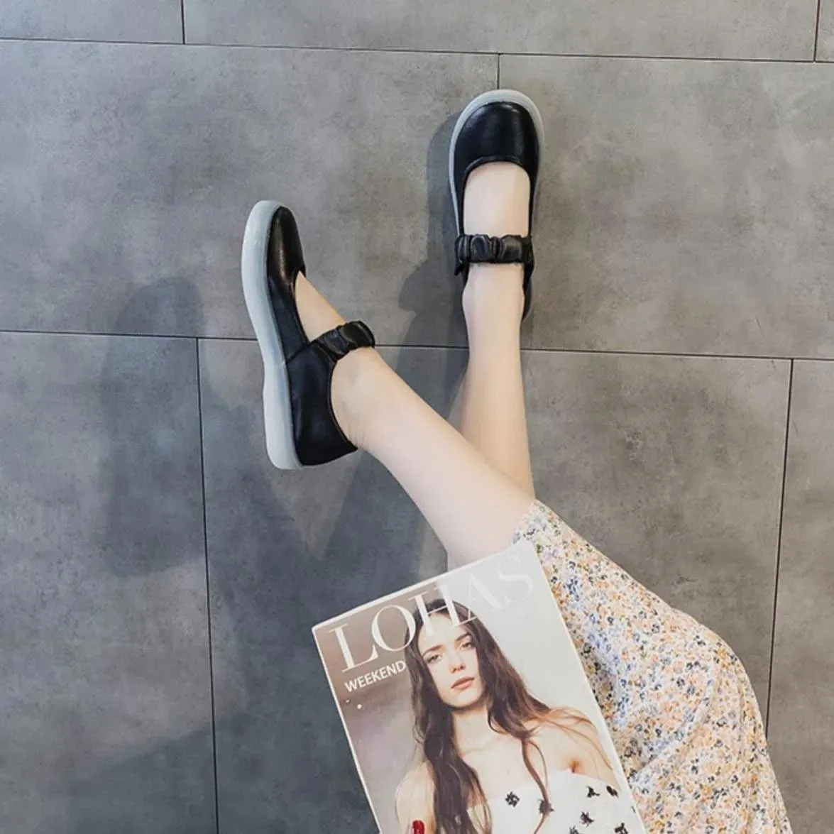 Jane Single Shoes Women's Soft-soled Nurse Shoes Spring Flat Non-slip Pregnant Women Comfortable Velcro Soft-soled Casual Shoes Mother Shoes