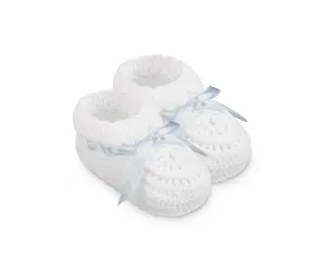 Jefferies Socks Hand Crochet Ribbon Bootie 1 Pair - Blue