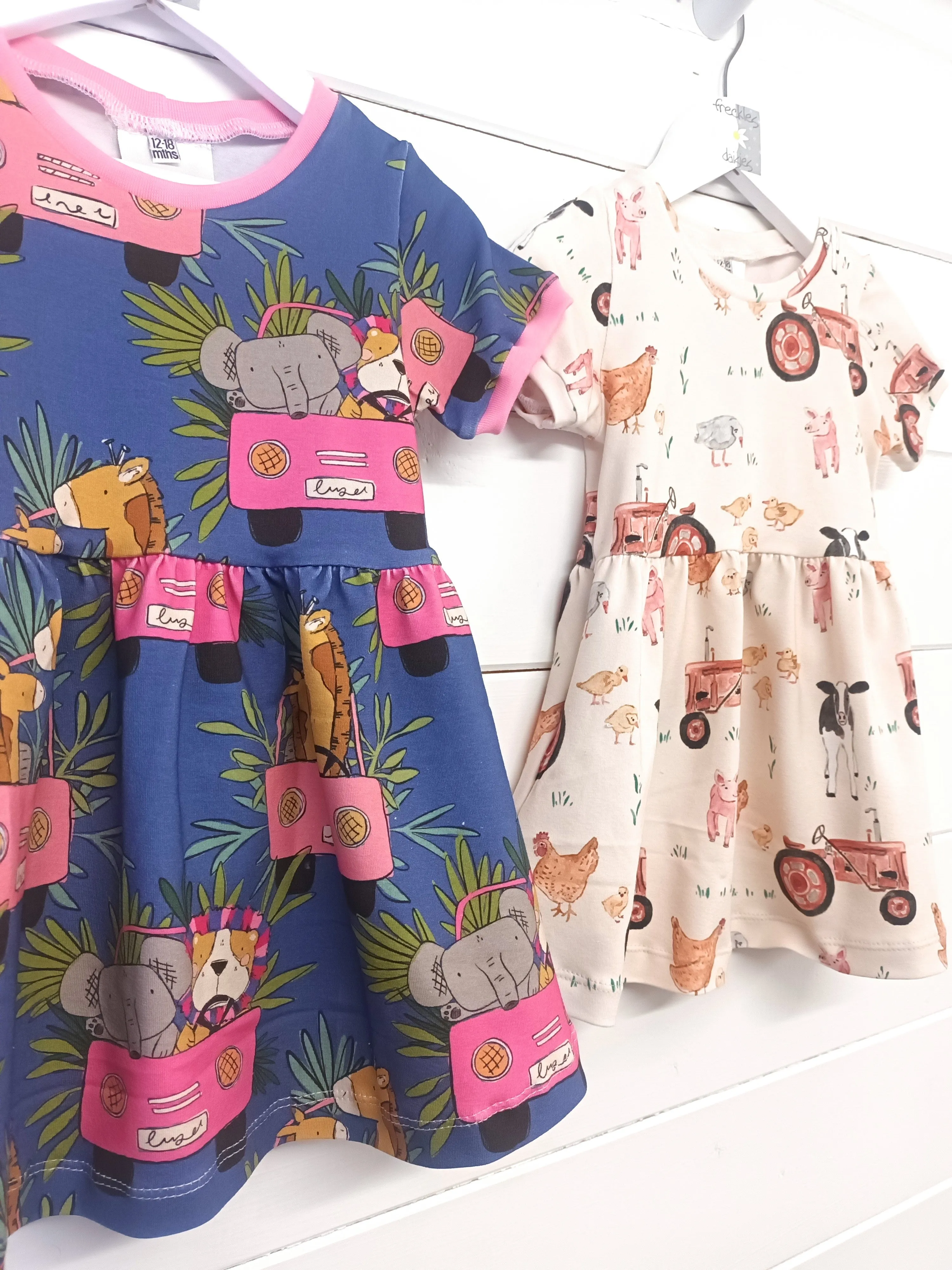 Jungle Tours Blue Twirl Dress, Cap Sleeve