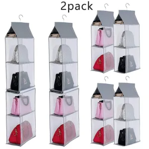 KEEPJOY Detachable Hanging Handbag Organizer Purse Bag Collection Storage Holder Wardrobe Closet Space Saving Organizers System (Pack of 2 Grey)