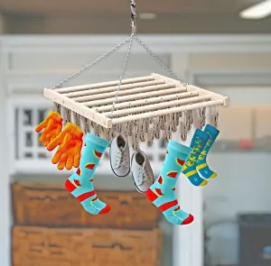 Large Clothespin Hanger Rack with Poly Clothespins