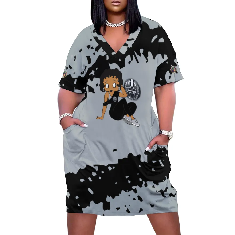 Las Vegas Fan Women's V-neck Loose with Pockets - Dark